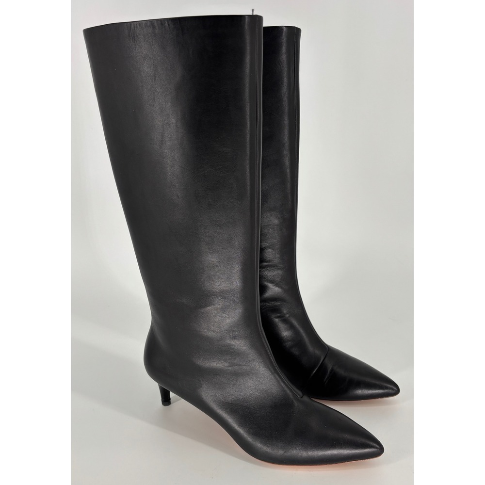 Loeffler Randall Whitney Tall Leather Boots Black Women Size 10 Pointed Toe Chic